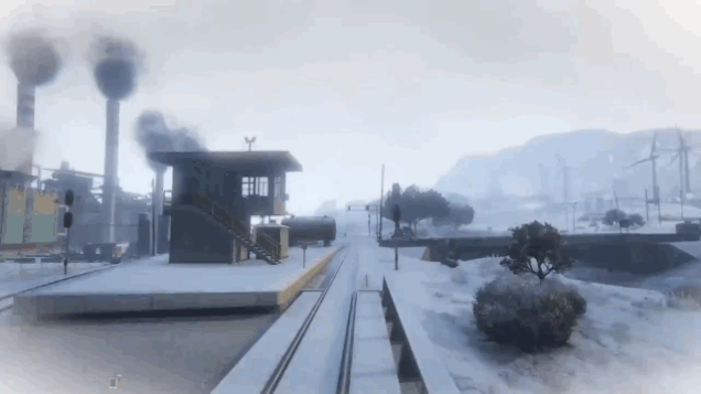 A Snow Day in GTA V's Fake Los Angeles