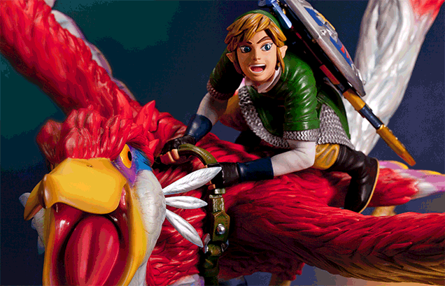 Link Is So Damn Happy Riding His New Skyward Sword Statue