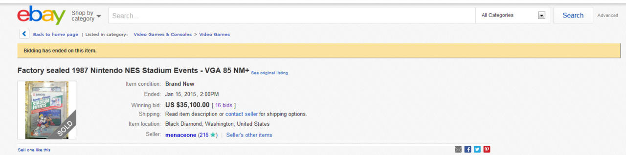 Super-Rare NES Game Sold for $35,100