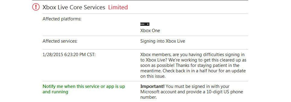 Xbox Live Service Down On Xbox One [UPDATED]