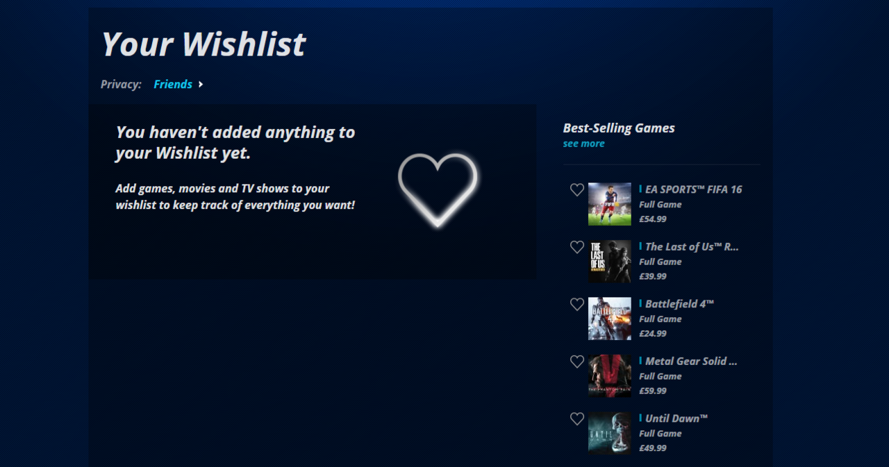 PlayStation Store Has a New Wishlist Feature