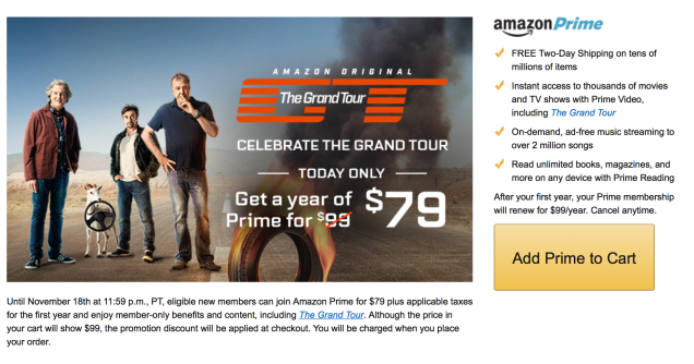 Amazon's Discounting Prime Memberships By $20, Today Only