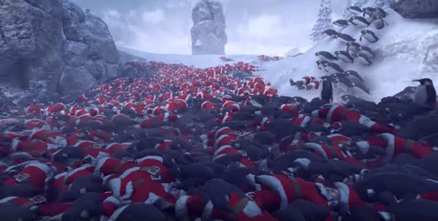 Hmmm, Yes, I Am Extremely Into This Game In Which 11,000 Penguins War With 4,000 Santas