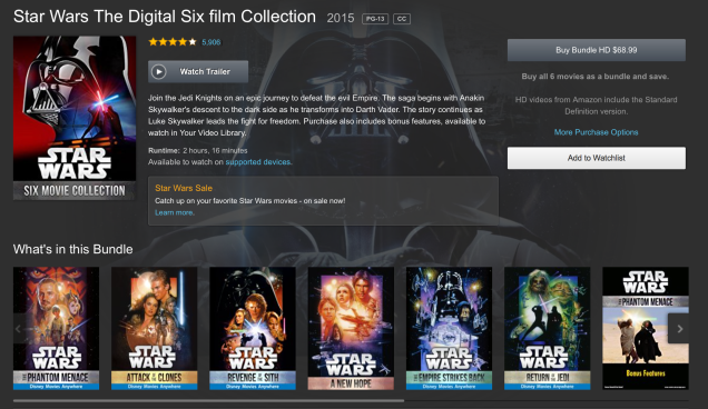 Add The First Six Star Wars Films To Your Digital Library For $69
