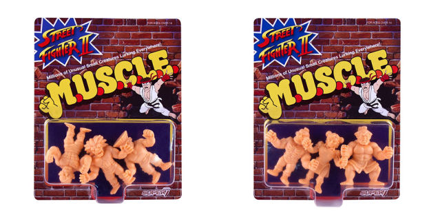 These very cool Street Fighter x M.U.S.C.L.E. figures are $6 a pack, or $24 for the whole set of 12.