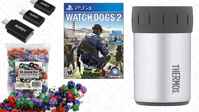 Today's Best Deals: Thermos Koozie, Watch Dogs 2, 100 Gaming Dice, and More