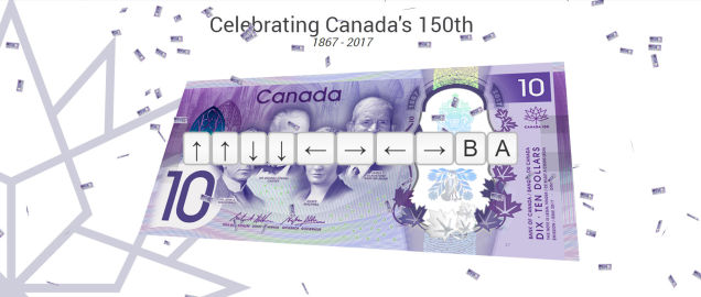 Canada has a new $10 note, and to celebrate, someone slipped the Konami code into the Bank of Canada