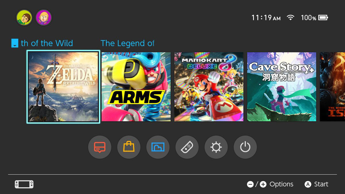 Nintendo Switch menu